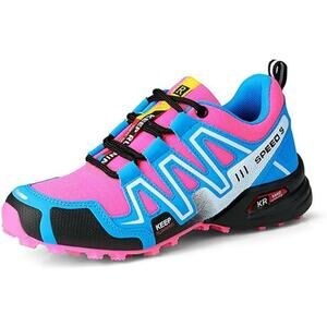 Hoverkickes Womens Size 7.5 Pink Blue Lace Up Breathable Hiking Walking Shoes
